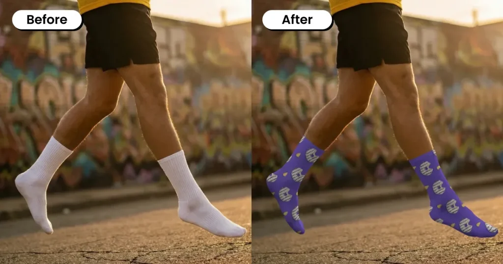 Outdoor Socks Mockup of a Man Against a Graffiti Wall