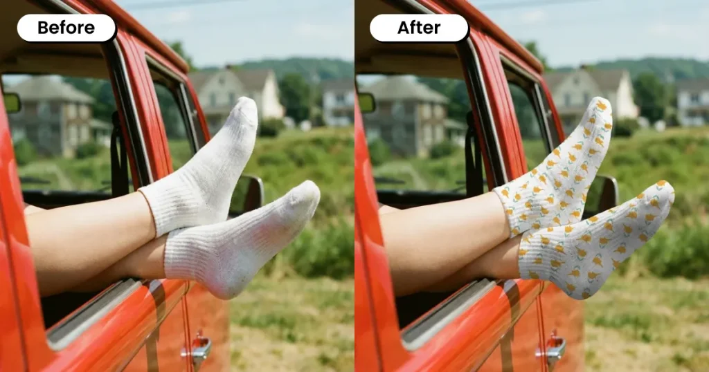 Outdoor Socks Mockup of a Person Relaxing with Their Leg Out of a Car