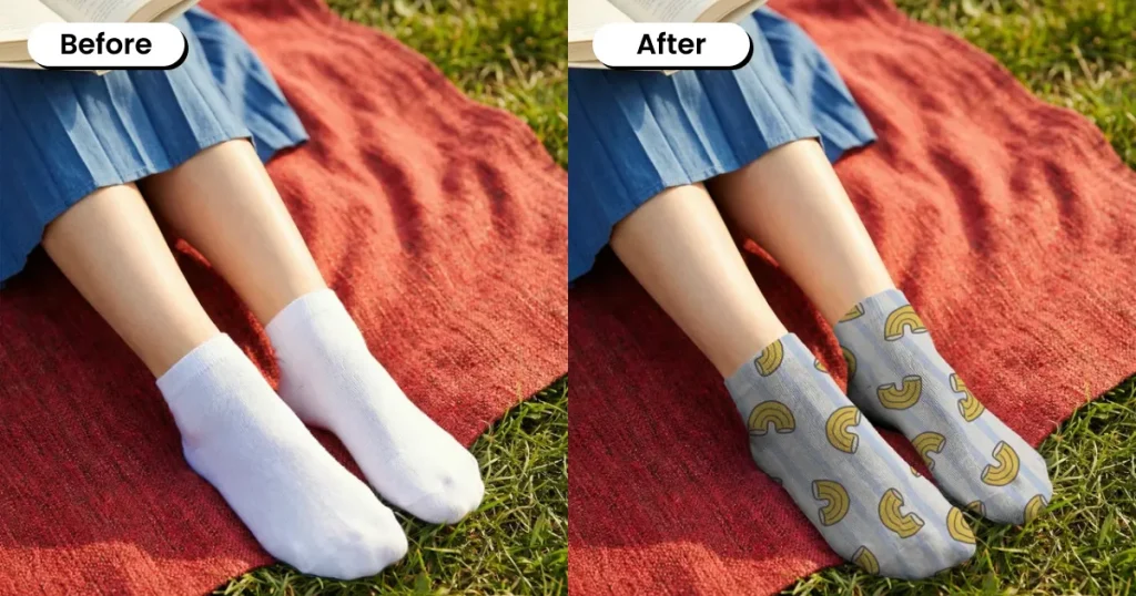 Socks Mockup of a Woman Reading a Book