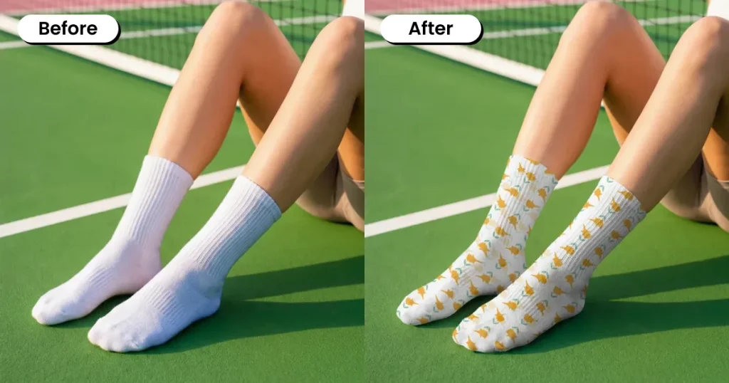 Crew Socks Mockup of a Woman in a Tennis Court