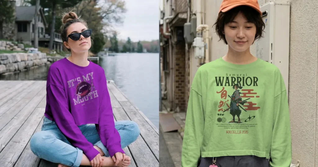 Two women crop top mockup side by side