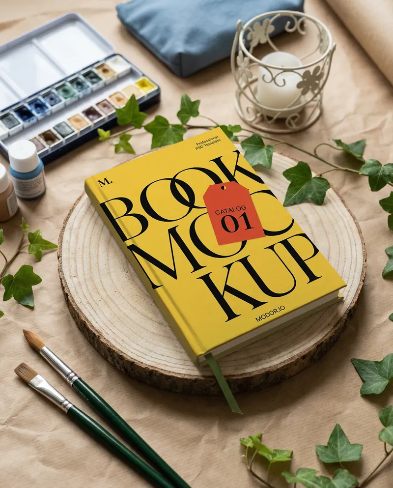 Creative Desk Setup Book Mockup