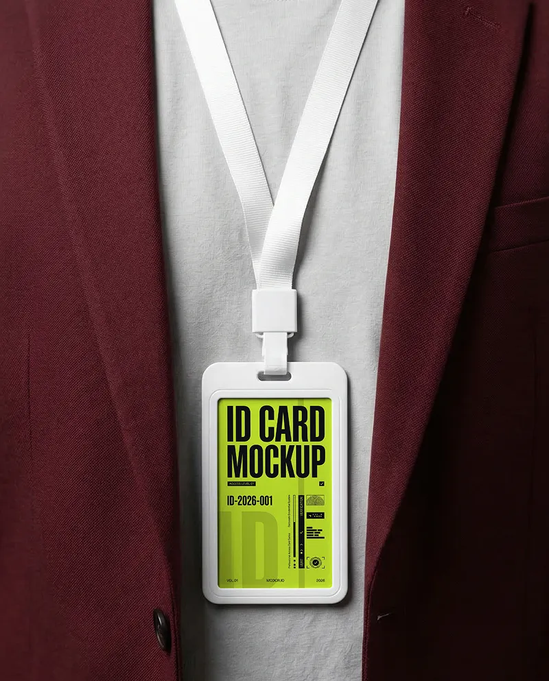 ID Card Mockup Worn with Business Attire