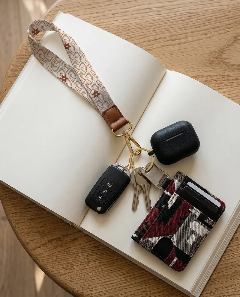 Keychain Lanyard Mockup with Keys and Card Holder