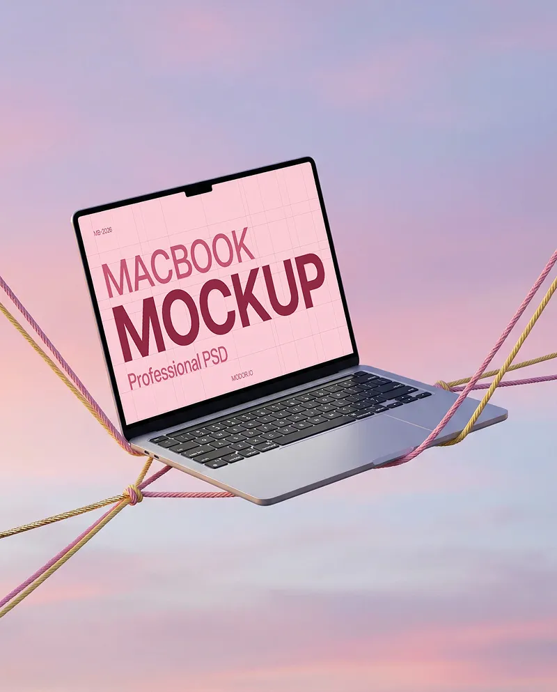 MacBook Mockup Suspended in Pastel Sky Setting