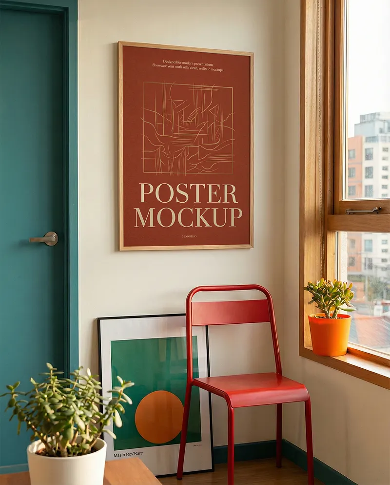 Poster Mockup in Cozy Window Corner