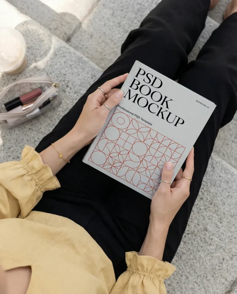 Top View Book Mockup on Reader's Lap