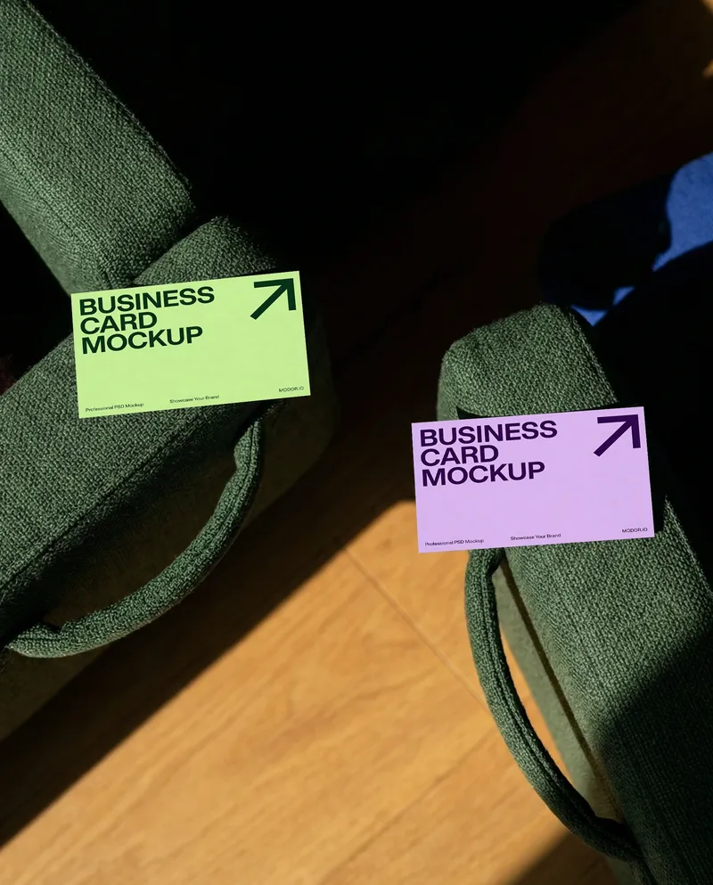 Two Business Cards Mockup on Armchairs