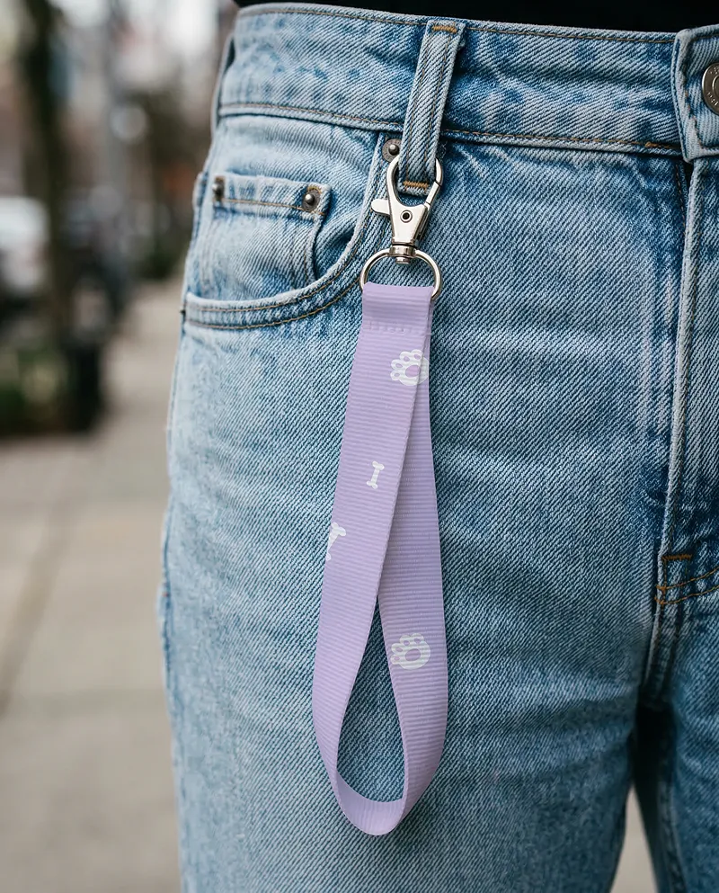 Wrist Lanyard Mockup Clipped to Jeans Belt Loop