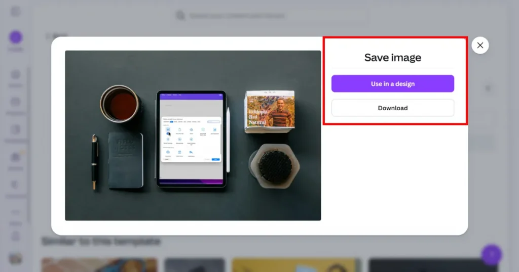 Option to use the mockup in Canva