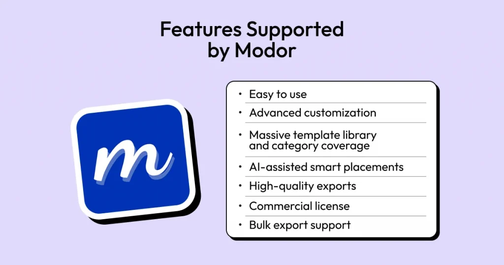 Features supported by Modor