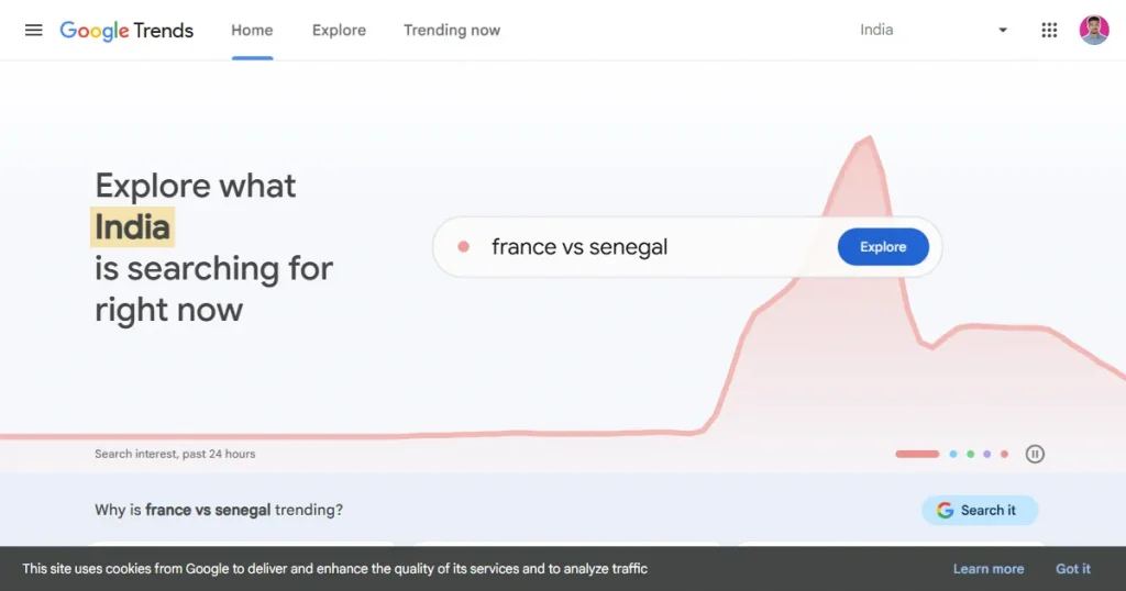 Google trends homepage