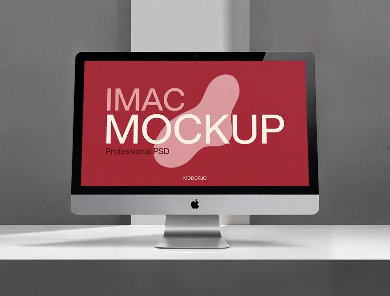 iMac Mockup in Studio with Architectural Backdrop