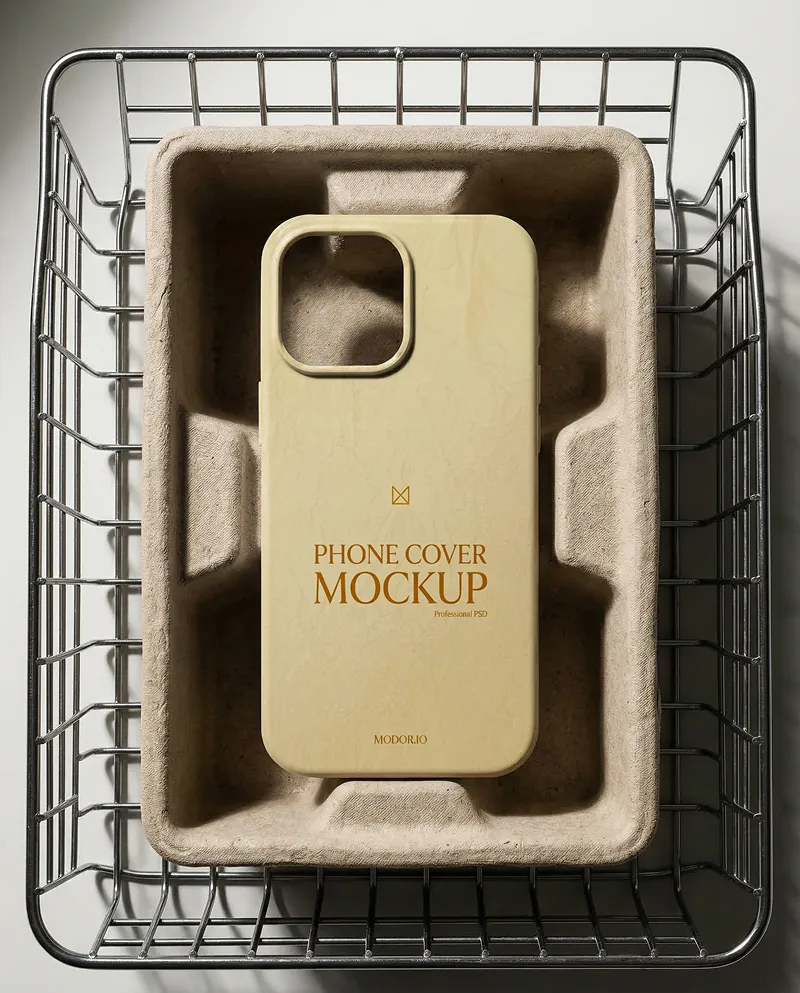 iPhone Case Mockup in Molded Packaging Tray