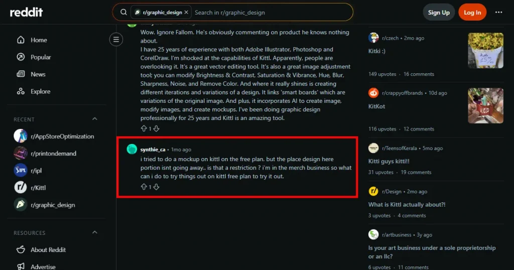 Kittl review about free plan limitations