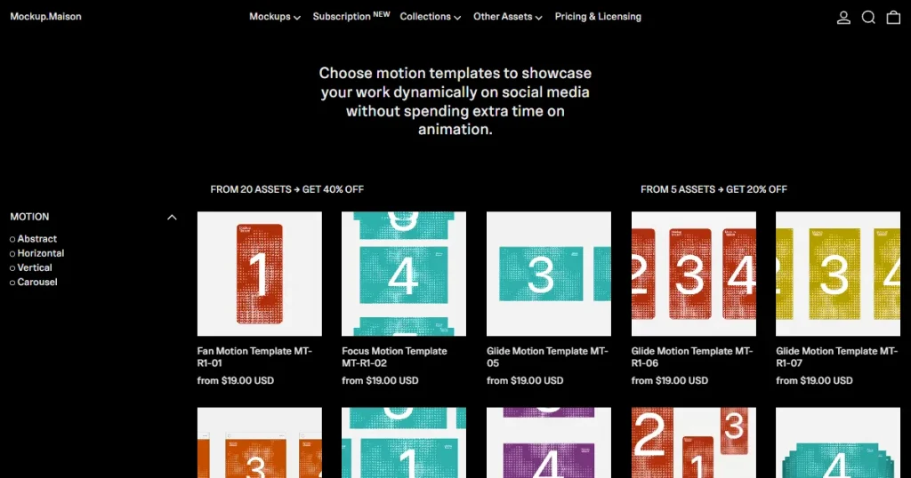 Mockup Maison motion templates page