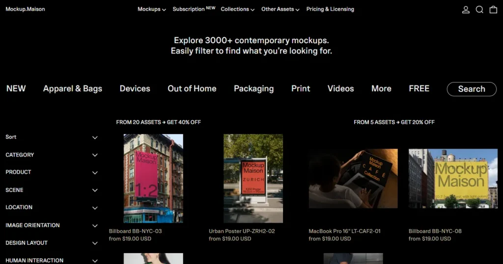 Mockup Maison template library page