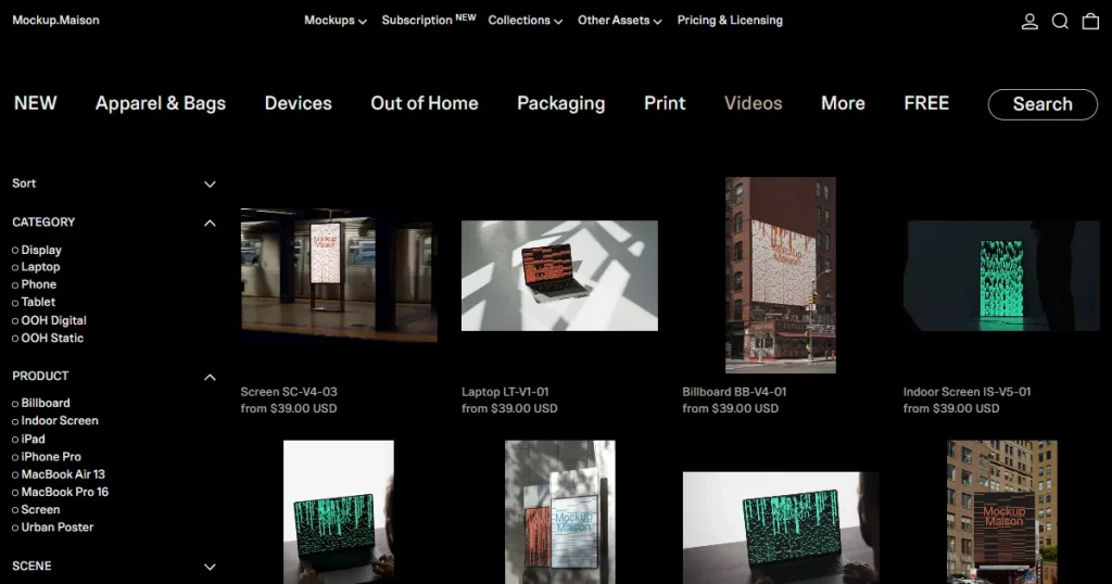 Mockup Maison video templates page