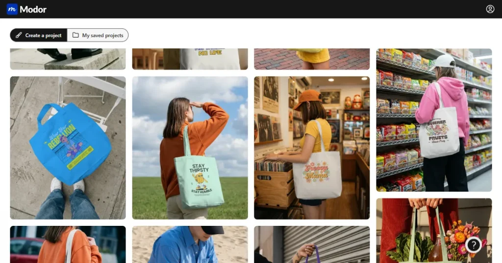 Modor tote bag mockup page