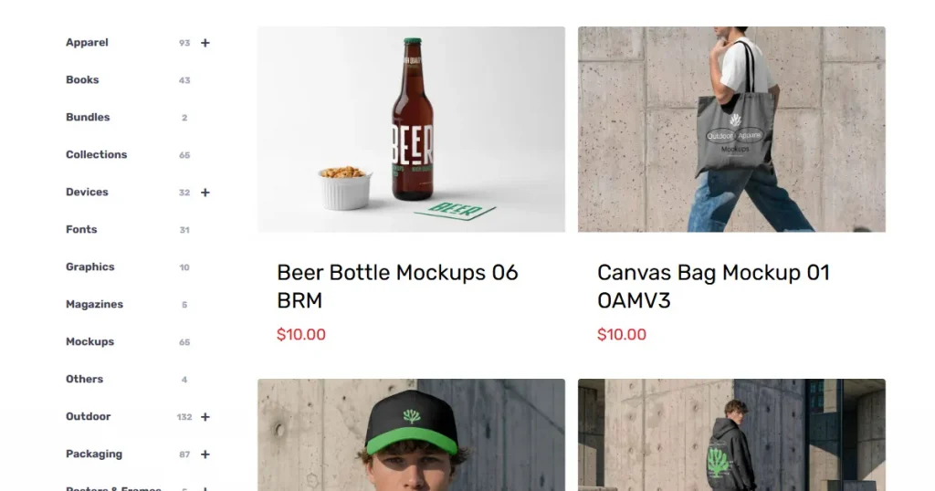 Different mockup categories