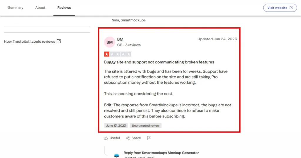 Smartmockups review about buggy site