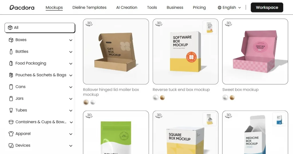 Pacdora mockup templates