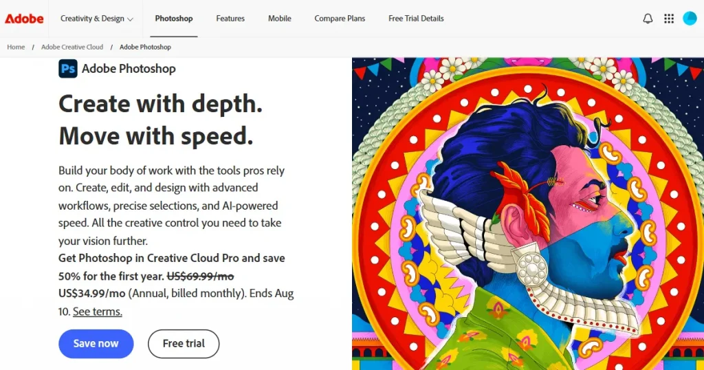 Adobe Photoshop homepage