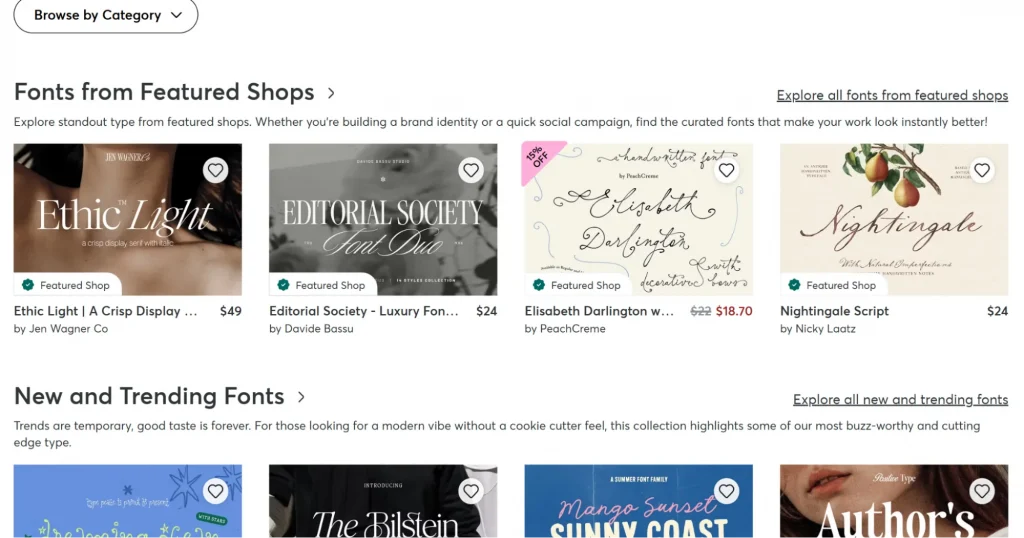 Creative markets fonts and typography page