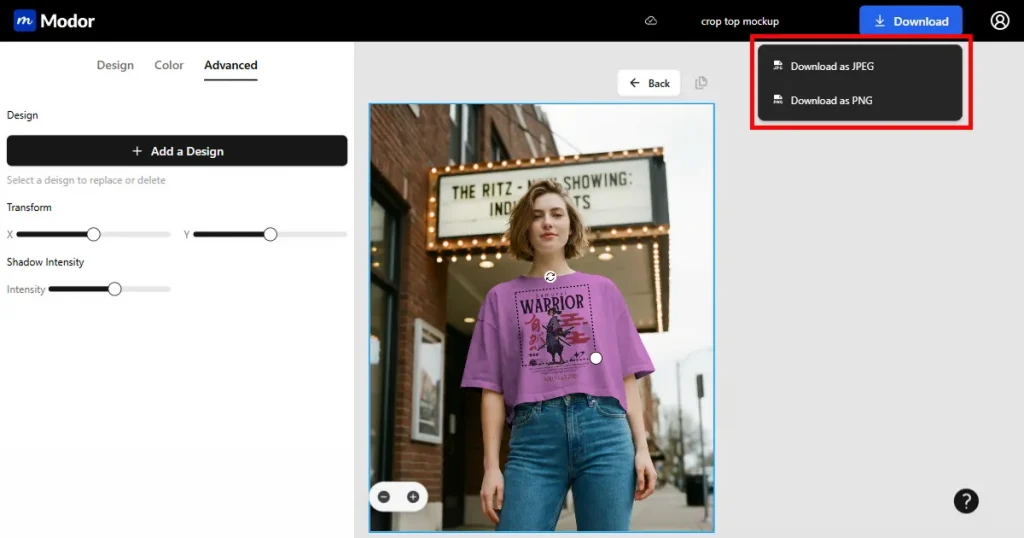 Downloading the final mockup