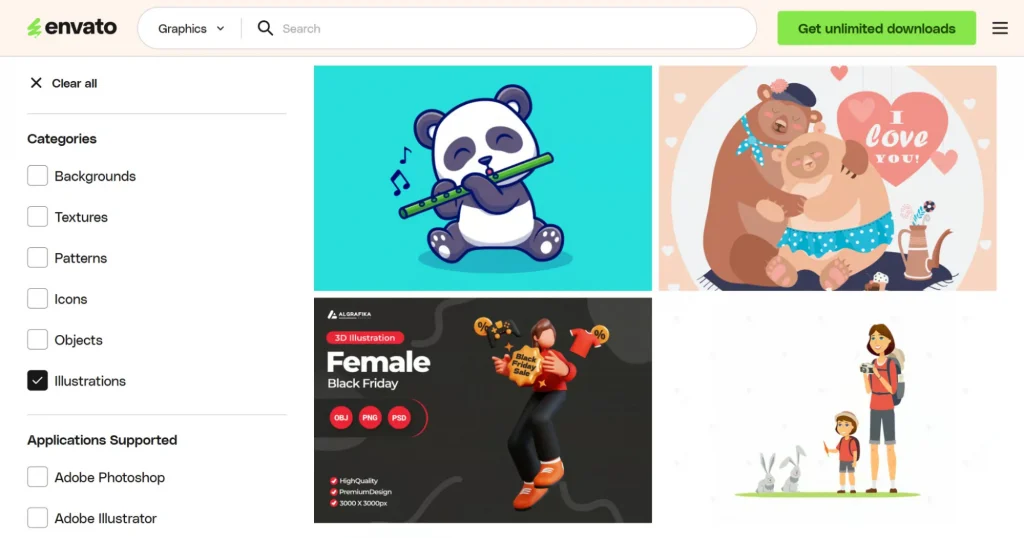 Envato digital illustrations page