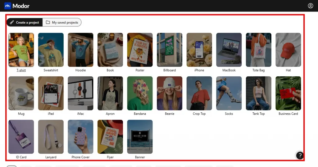 Modor mockup categories