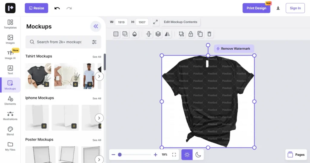 Pixelied t-shirt mockup editor