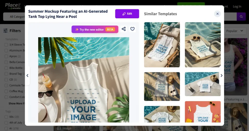 Placeit t-shirt mockup template