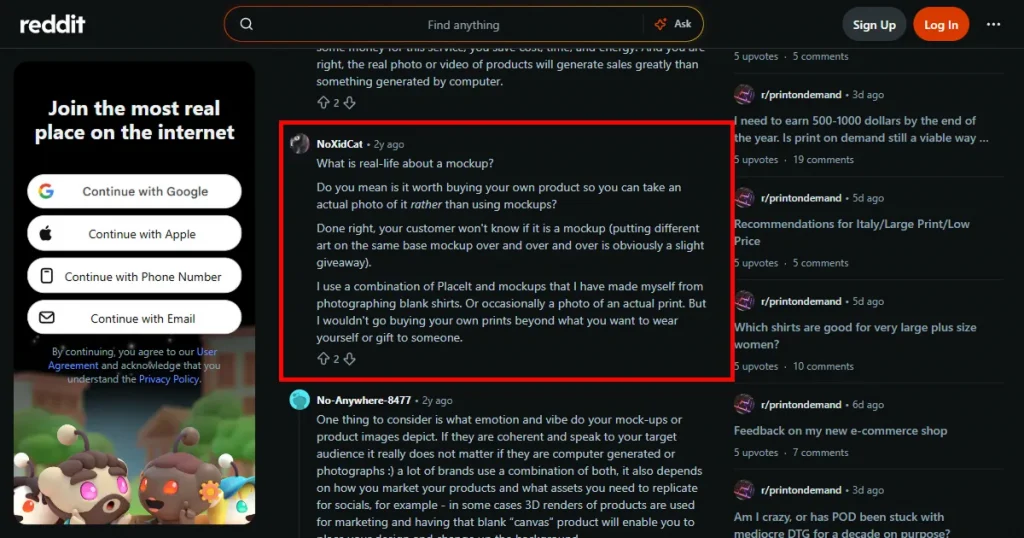Reddit comments about using a hybrid mockup strategy