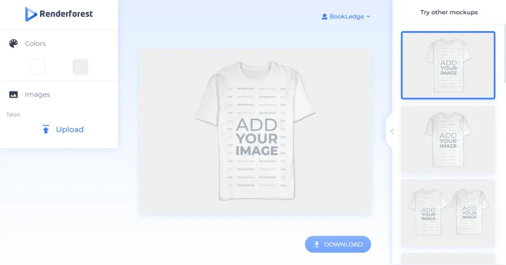 Renderforest t-shirt mockup editor
