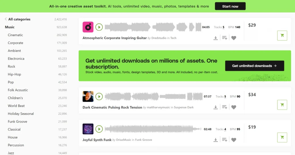 Royalty-free music page